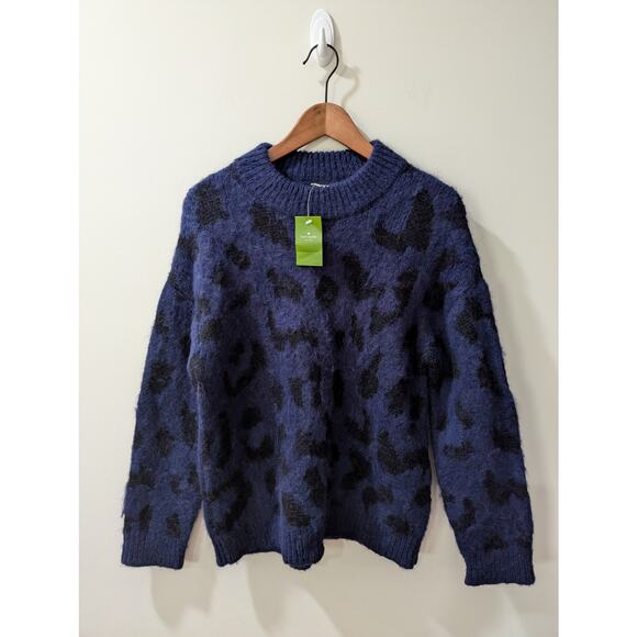 Kate Spade Blue Animal Print Alpaca Sweater NWT - Picture 4 of 7